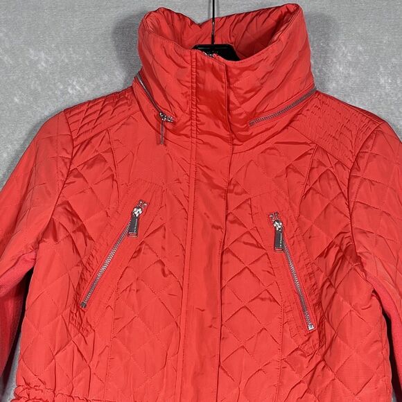 BCBGeneration Quilted Jacket Women’s Medium Orange Sportswear Full Zip Mock Neck - Picture 2 of 12